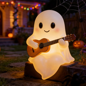 Lampada da lettura notturna a forma di chitarra <span class=keywords><strong>fantasma</strong></span> di Halloween, in resina, simpatica, per illuminare libri, regalo, decorazione per la casa e la scrivania - Product Image 2