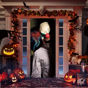 Cubierta de Puerta con Diseño de Máscara de Hockey, Decoración para Fiesta de <span class=keywords><strong>Halloween</strong></span> del Viernes 13, Pancarta de Puerta con Diseño de Película de Terror, Pancartas Colgantes Personalizables - Product Image 2