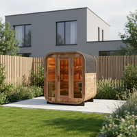 Cedar Square l Dampfsauna für 4-6 Personen, Traditionelle Außensauna mit Schwarzem Asphalt-Dachziegel