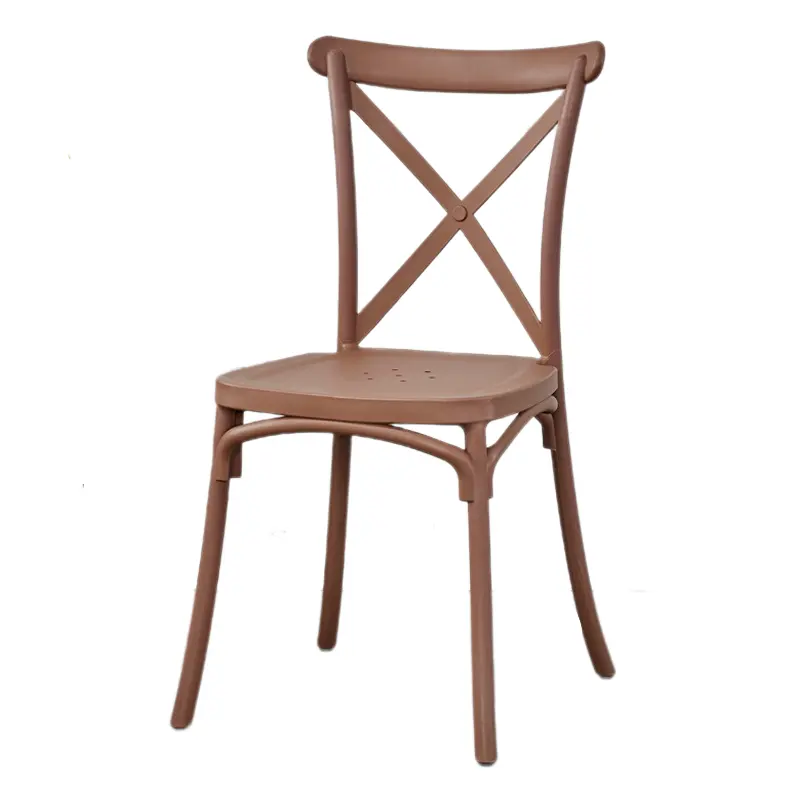 Hochwertige stapelbare weiße Buche Eiche Bistro Dining Vermietung Hochzeit X Cross back Wood Cross Back Chair