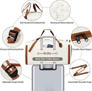Free Sample Custom Convertible Garment <b>Bag</b> Shoulder Strap Carry on Garment Duffel <b>Bag</b> 2 in 1 Hanging Suitcase <b>Suit</b> Travel <b>Bags</b> - Product Image 6