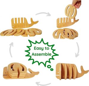 Bamboo Trivet and <b>Coaster</b> <b>Set</b> Whale Shape <b>Coaster</b> <b>Set</b> for Hot Dishes - Product Image 4