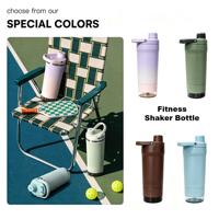 Bouteille shaker isotherme YEWAYOGA avec couvercle anti-fuite et agitateur, isolation thermique 12-24 heures, portable pour le fitness