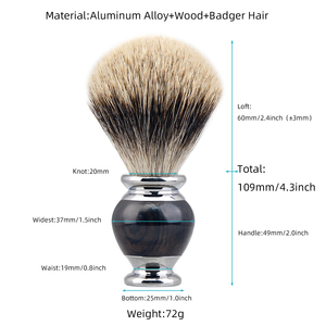 Pinceau à raser de luxe ZY, manche en alliage d'aluminium, bois de santal, nœud de 20 mm en poils de <span class=keywords><strong>blaireau</strong></span> pur, outil de <span class=keywords><strong>rasage</strong></span> humide pour hommes, fournitures de barbier - Product Image 6