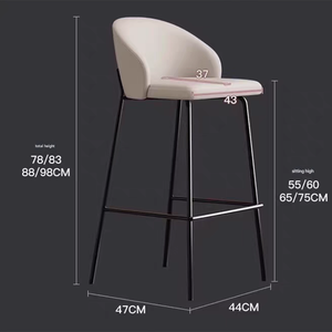 Tabouret de <span class=keywords><strong>bar</strong></span> <span class=keywords><strong>scandinave</strong></span> avec dossier, <span class=keywords><strong>chaise</strong></span> de comptoir rembourrée en tissu pour la maison, l'îlot de cuisine, le <span class=keywords><strong>bar</strong></span> et la réception - Product Image 5