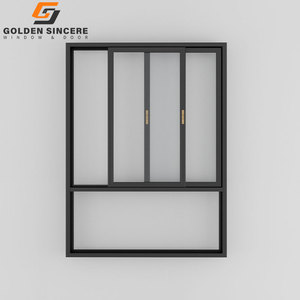 GS Modern Design Easy Clean Glass Aluminum 2-Track Soundproof Sliding <b>Windows</b> Folding <b>Screen</b> - Product Image 1