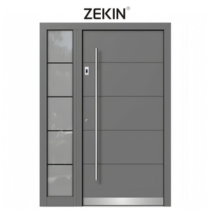 Puerta de Acero Moderna ZEKIN DOOR, Diseño de Una Mitad, Entrada Principal de Seguridad para Casas y Villas, Estilo Pivotante, Antirrobo - Product Image 4