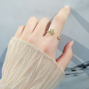 Anillos Giratorios Ajustables de Cobre Chapado en Oro Ecológico con Zirconia, Joyería Antiestrés para Niñas - Product Image 3