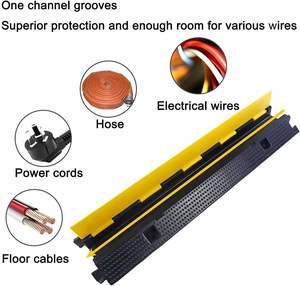 इनडोर/आउटडोर ट्रैफिक स्पीड बम्प 1 चैनल 22000lbs लोड क्षमता रबर केबल रैंप कॉर्ड कवर ट्रैफिक चेतावनी - Product Image 2