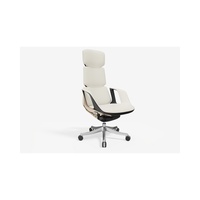 Chaise de bureau ergonomique en cuir véritable de luxe à dossier haut, chaise de direction pivotante réglable élégante