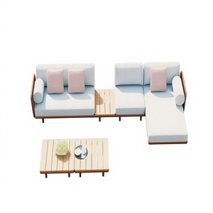Modern Comfortable Outdoor <b>Garden</b> Courtyard Patio Teak <b>Corner</b> Set Aluminum Frame Waterproof Fabric Furniture for Wl-freeman - Product Image 2