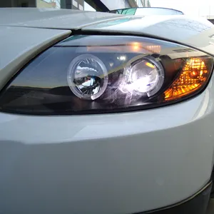 E85 Z4 Lampu Depan Angel Eyes, Lampu Depan 2003 -- 2008 Tahun HITAM PERUMAHAN SN untuk BMW