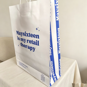 Bolsa de Regalo de Papel Kraft Blanca Portátil y Económica con Logotipo Personalizado al por Mayor - Product Image 3