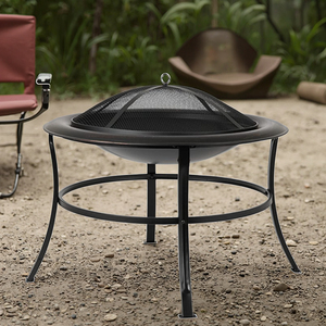 Brasero Exterior Grande <span class=keywords><strong>para</strong></span> Leña, Fogata <span class=keywords><strong>para</strong></span> Jardín con Rejilla de Cubierta - Product Image 1