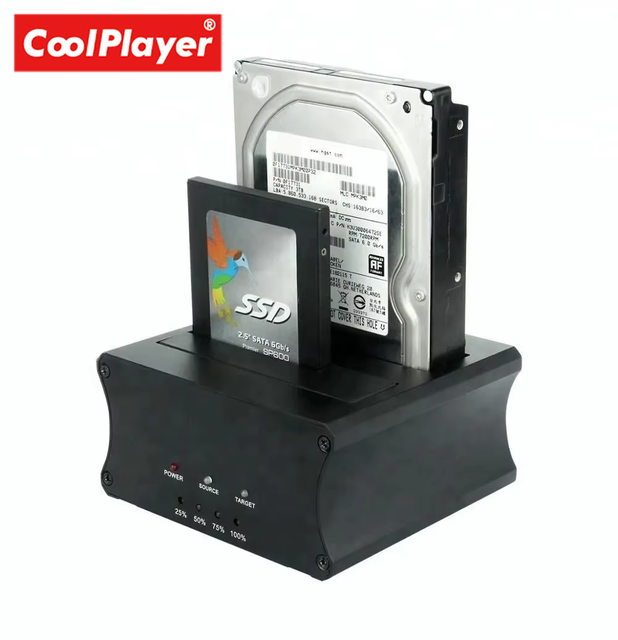 Portable Dual Bay Docking Station for SATA SSD & HDD USB 3.0 Plug Play Aluminum Case External Application Offline Clone Support