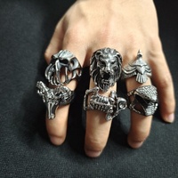 VAF Anel Bear Caveira Bague Tête de Mort Anillos De Calavera Calavera Acier Inoxydable Griffe Gothique Crâne Squelette Bagues pour Hommes
