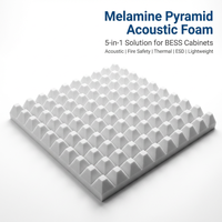 Panneau acoustique ignifuge en mousse de mélamine pyramidale grise hydrophobe et antistatique pour armoires électriques