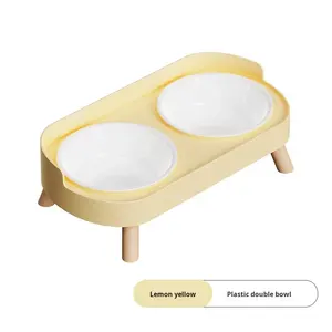 Novo Design Ecológico 2 em 1 Tigela de Alimentação Dupla em Cerâmica com Padrão Sólido Anti-derramamento para Cães e Gatos - Product Image 4