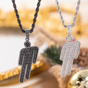 Collana con Pendente in Zirconia Stile <span class=keywords><strong>Billie</strong></span> Eilish, Gioielli Hip Hop di Tendenza - Product Image 2