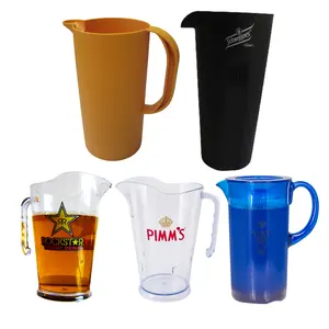Benutzer definiertes Logo 1L, 1,5L, 1,8L, 2L,3L Klarer transparenter PP-Kunststoff-Bierkrug aus Kunststoff für Werbezwecke