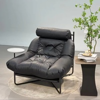 Canapé-lit une place au design moderne et luxueux avec rembourrage en éponge confortable, hauteur réglable, cuir véritable