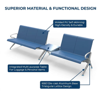 Banc d'attente moderne pour terminal aéroportuaire, assise en rangée 3 places pour salon d'aéroport et intégration d'infrastructure spatiale commerciale