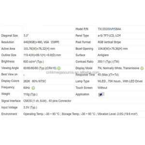 TX13D200VM5BAA 5นิ้วหน้าจอ640*480จอแสดงผล LCD TX13D200VM5BAA แผง LCD - Product Image 4