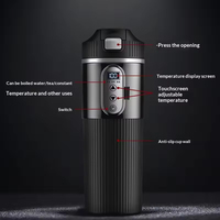 Bouilloire de voyage intelligente en acier inoxydable de 500 ml avec fonction de chauffage pour voiture