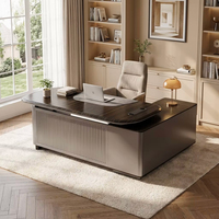 Bureau de direction haut de gamme avec serrure à code, peinture résistante à l'eau, écologique, dureté 3H, finition brillante 8 couches, mobilier exécutif premium pour PDG