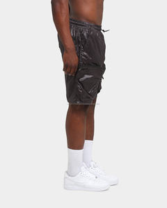 Shorts décontractés pour hommes en nylon satiné brillant à séchage rapide avec taille élastique, empiècements en maille et poches latérales, shorts de course en toile pour hommes 2026 - Product Image 2