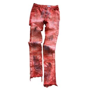 Jeans de Hombre con Estilo Vintage, Desgastados, de Mezclilla, de Alta Calidad, con Corte Acampanado y Apilados, Jeans Deshilachados para Hombre, Pantalones Apilados para Hombre - Product Image 1