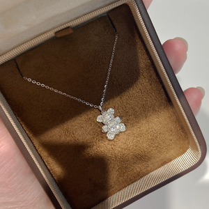 Collier pendentif ours en peluche vintage mignon en zircon et cristal, plaqué rhodium et or, unisexe, pour usage quotidien, mariage, fête, cadeau de bijoux - Product Image 5