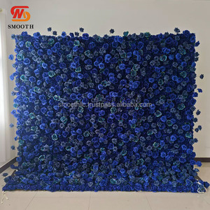 SMOOTH Luxury Royal Blue Fabric Backing Rose Flower <b>Wall</b> Backdrop For Events Birthday Decor - Product Image 1