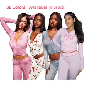 Disponibile in 30 Colori, Set Due Pezzi da Donna con Felpa a Maniche Lunghe e Leggings a Vita Alta a Zampa d'Elefante, Sexy Tuta da Yoga - Product Image 1