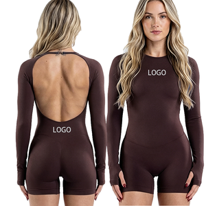 LUMIARA ARTISAN | Custom Logo Women's Backless Yoga <b>Romper</b> | Long Sleeve Jumpsuit Thumbholes Cartoon Print Spandex/Nylon - Product Image 1