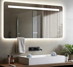 European Craftsmanship Aluminum Alloy <b>Mirror</b> 2025 Trending Rectangular <b>LED</b> Illuminated Touch Switch <b>Wall</b> Mounted Modern Bathroom - Product Image 1