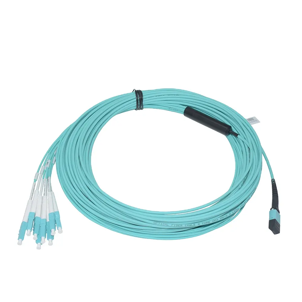 Hilink Kabel MPO Multimode Perempuan, Kabel Multimode MPO/MTP Ke 4 LC/UPC Dupleks MPO 12 Cores 5M