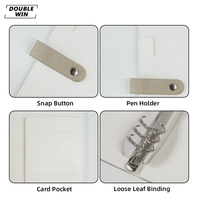Luxe personnalisé A5 PU cuir 6 bague en argent feuilles mobiles Journal livre classeur planificateur portefeuille avec bouton pression porte-stylo