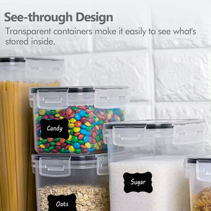 Juego de 24 piezas de plástico hermético sin Bpa, organizador de cocina apilable, paquete de 42 cereales, contenedor de caja de almacenamiento de alimentos secos - Product Image 2