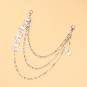 โซ่คาดเอวรูปผีเสื้อหลายชั้น สไตล์พังก์ โลหะสีขาว K เงินทิเบต แฟชั่นสำหรับทุกเพศ ใส่ได้ทุกวัน - Product Image 6