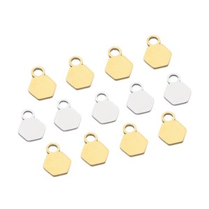 Colgante hexagonal de acero inoxidable, dos tonos, dorado y plateado, para hacer pulseras, componente de joyería, 12 unidades - Product Image 5