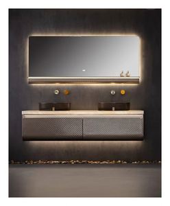 Vasque de salle de bain avec lavabo sur pied, style industriel moderne, peinture grise dorée avancée - Product Image 1