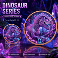 Pièce de monnaie en cuivre pur 999 de 5 oz, divers styles, série Dinosaures, style technologique, couleur, haute relief, édition de collection