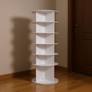 Scarpiera girevole bianca a 6 livelli, torre porta scarpe rotante a 360 gradi per camera da letto, soggiorno, ingresso - Product Image 2