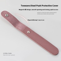 Poussoir à cuticules en cuir mort avec acier résistant à l'usure et housse de protection en cuir PU accessoire spécial pour Nail Art