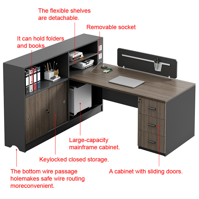Integrated Desk-Cabinet Multi-person Office Workstation with Partition*screen Combined Office Desk