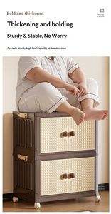 Armoire de rangement en plastique de style ancien chinois, boîte de rangement pliable, armoire à vêtements pour la chambre à coucher, grande capacité, Tinker - Product Image 5
