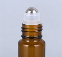 Flacon roll-on en verre ambré transparent de 10 ml avec bouchon en bambou et bille roulante pour huiles essentielles