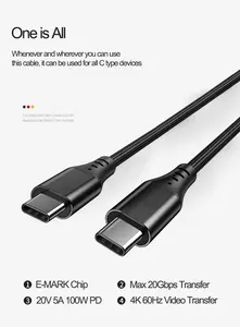 Cable USB 3,1 tipo C Gen 2, Cable macho a tipo C, USB-C, de carga rápida PD 5A para Macbook