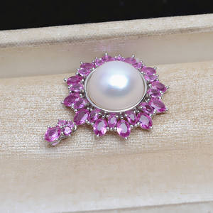 Pendentif Tournesol en Argent S925 12,7 mm avec Perle Marbrée, Plateau Vide Semi-Fini pour Bijoux DIY JG5305 - Product Image 3